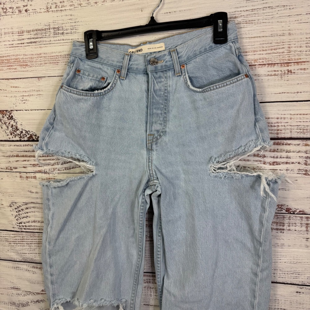 GRLFRND Bella Light Wash High Waist Distressed‎ Ripped Cut Out Jeans Women Denim - Picture 3 of 11